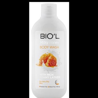 شامپو کرمی بدن شیر و عسل برند Biol مناسب پوست خیلی خشک  Biolحجم 400 میل