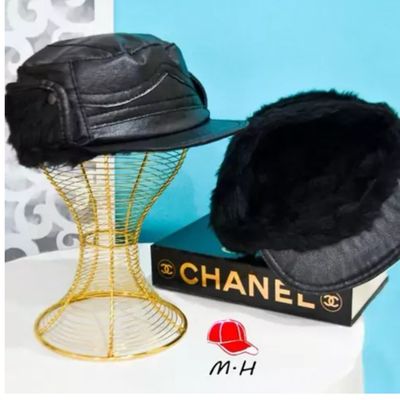 کلاه شکاری مشکی چرم