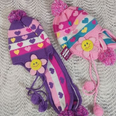 شال وکلاه شیک دخترانه پوم دار