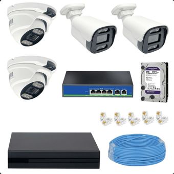 پکیج کامل 4 کانال دوربین مداربسته 5 مگاپیکسل POE مدل FP-H5225-4C2T