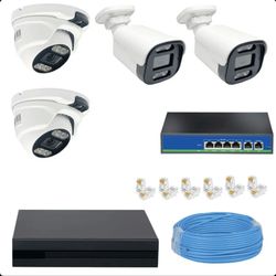 پکیج 4 کانال دوربین مداربسته 5 مگاپیکسل تحت شبکه POE مدل HP-H5235e-4C