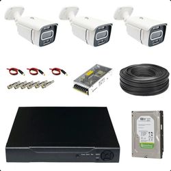 پکیج کامل 3 تایی دوربین مداربسته 5 مگاپیکسل دیددرشب رنگی AHD کد 8302h