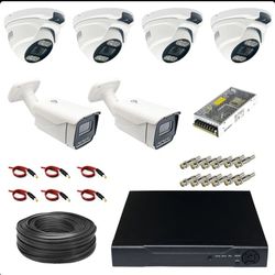 پکیج کامل 6 عددی دوربین مداربسته 5 مگاپیکسل دیددرشب رنگی AHD کد h521