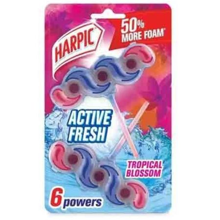 بوگیر خوشبو کننده توالت انگلیسی هارپیک اکتیو تازه Harpic Active Fresh رایحه شکوفه گرمسیری بسته 6 عددی، 35 گرم