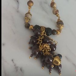 گردنبند خوشه ای گارنت و جاسبر