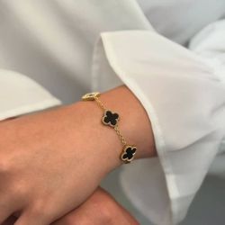 دستبند ونکلیف گل مشکی استیل