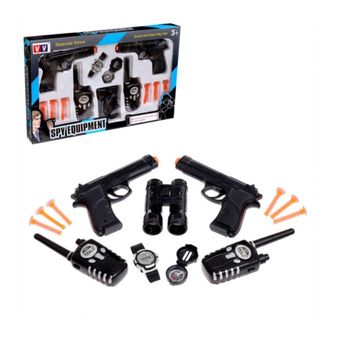 اسباب بازی جنگی مدل ست تجهیزات پلیس همراه بیسیم واقعی و تفنگ کد 868