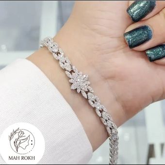 دستبند نقره زنانه جواهری با نگین های برلیان 10.8 گرمی نقره اصل 925