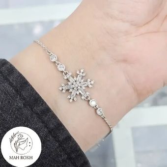 دستبند نقره ظریف زنجیری با نگین های برلیان 3.3 گرمی نقره اصل 925
