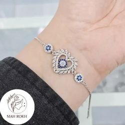 دستبند نقره زنجیری با نگین های برلیان 3.8 گرمی نقره اصل 925