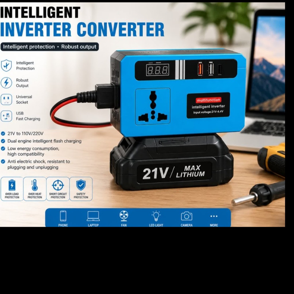 اینورتر باتری 21 ولت Intelligent Inverter Converter | مبدل برق ابزار شارژی با خروجی
