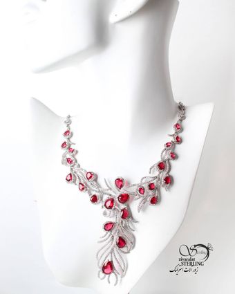 گردنبند نقره با سنگ طرح یاقوت کد 3503