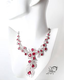 گردنبند نقره با سنگ طرح یاقوت کد 3503