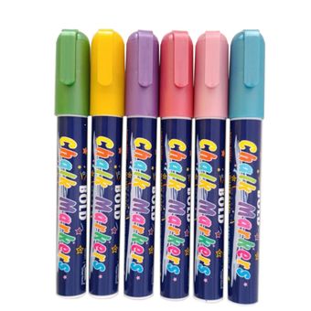 ماژیک گلس برد مدل گچ مایع متالیک - بسته 6 عددی مناسب شیشه، وایت برد، گلس برد و انواع سطوح