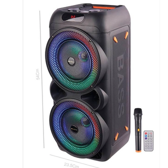 اسپیکر چمدانی بلوتوثی رم و فلش خور RS-D33 + میکروفون و ریموت کنترل