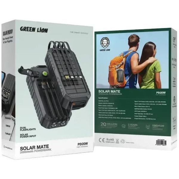 پاوربانک گرین لاین مدل Solar Mate ظرفیت 20000 میلی آمپر ساعت