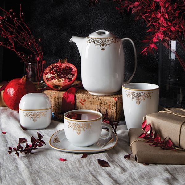 سرویس غذاخوری 98 پارچه 12 نفر چینی زرین ایران مدل کواترو مونت کارلو درجه عالی