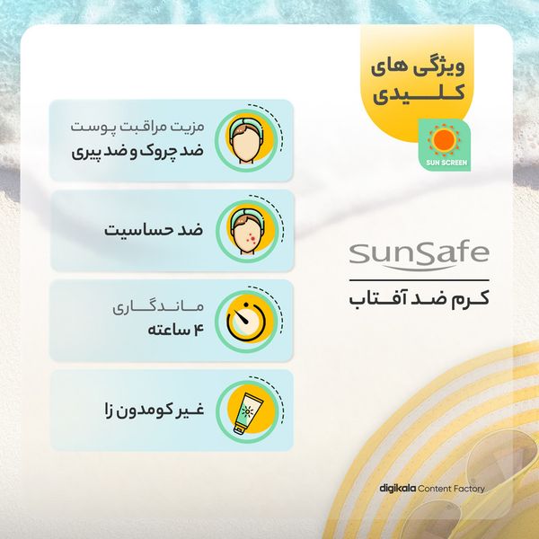 کرم ضد آفتاب بدون رنگ سان سیف، مدل SPF50، مناسب انواع پوست و حجم 50 میلیلیتر، محافظت کننده در برابر اشعه UVAو UVB، ضد حساسیت، ض