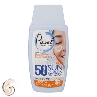 کرم ضدآفتاب بی‌رنگ پیکسل SPF50 ، مناسب پوست‌های خشک و حساس، حجم 50 میلی‌لیتر