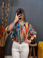 شومیز فلور آبرنگی پاپیونی 1153