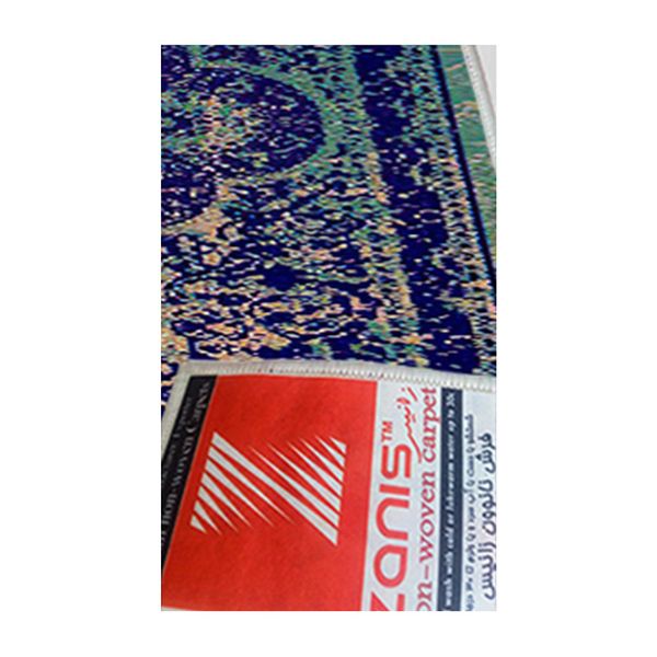 فرش ماشینی زانیس مدل فانتزی طرح سنتی زمینه سرمه ای