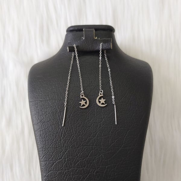 گوشواره زنانه مدل بخیه طرح ماه و ستاره کد moo112*392