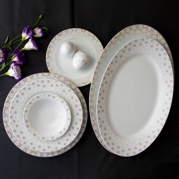 سرویس غذاخوری 28 پارچه چینی زرین ایران مدل ایتالیا اف کامومیلا درجه عالی