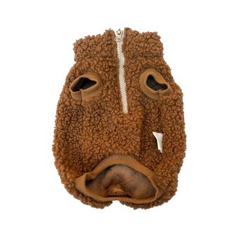 لباس سگ و گربه مدل جلیقه تدی قهوه‌ای | جلیقه زمستانی گرم پت