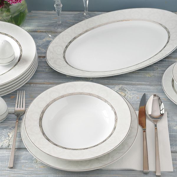 سرویس غذاخوری 102 پارچه 12 نفر چینی زرین ایران مدل Hadiye سری ایتالیا اف درجه یک