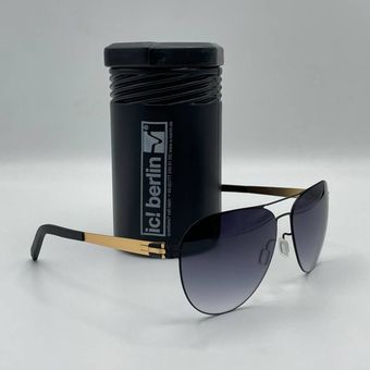 عینک آفتابی گرد ایس برلین مدل slim black/gold