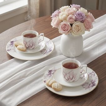 ست فنجان و نعلبکی 6 پارچه 2 نفره انگلیش هوم مدل Magnolia