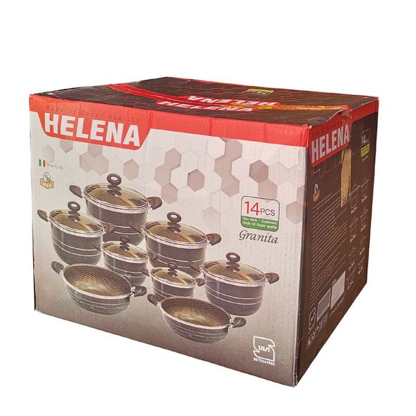 سرویس پخت و پز 14 پارچه هلنا طرح چدن مدل زنبوری