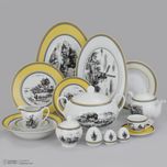 سرویس چینی 102 پارچه غذا خوری چینی زرین ایران سری ایتالیا اف مدل ویلیج درجه یک