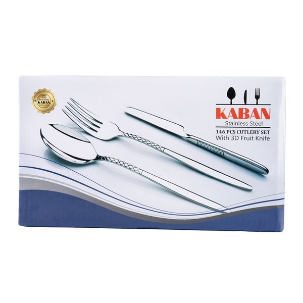 سرویس قاشق، چنگال و کارد استیل 146 پارچه 30 نفره کابان مدل 187