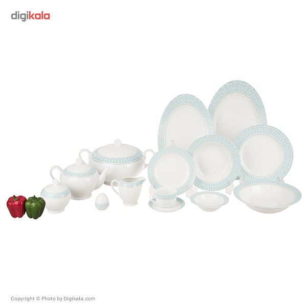 سرویس 102 پارچه چینی زرین ایران سری ایتالیا اف مدل سپید صدف درجه یک