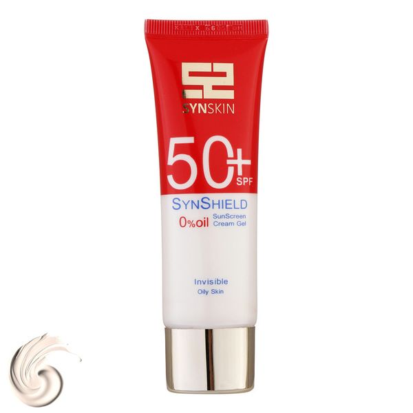فلوئید ضدآفتاب بدون رنگ ساین اسکین SPF50 مدل SYN SHIELD، مناسب پوستهای چرب، حجم 50 میلیلیتر