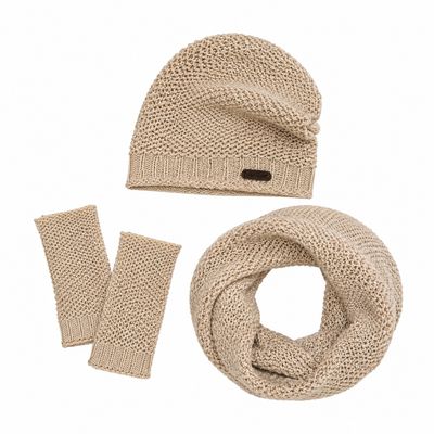 ست کلاه و شال گردن و دستکش بافتنی زنانه مدل MDSS-CH5287