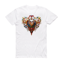 تیشرت زنانه و دخترانه سفید ارزان طرح قلب آرت