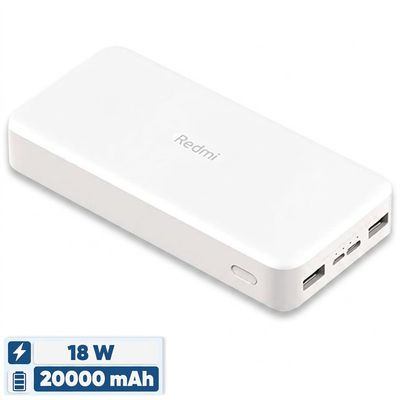 پاوربانک 18 وات شیائومی مدل Redmi  ظرفیت 20000 میلی‌آمپرساعت