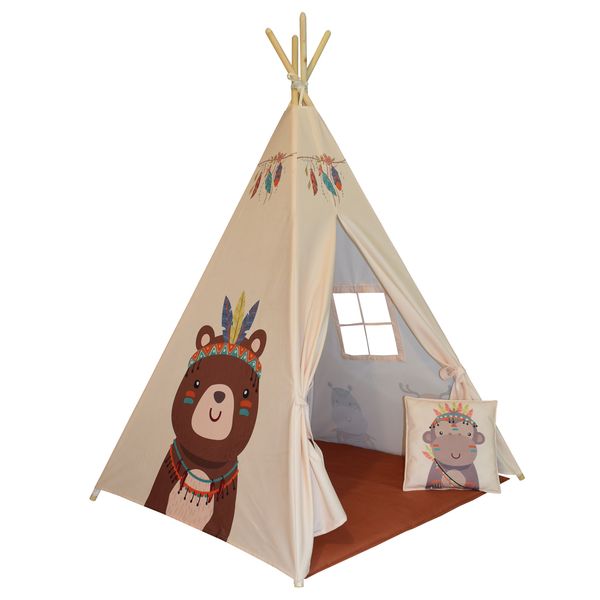 چادر بازی کودک مدل سرخپوستی طرح حیوانات کد PT510