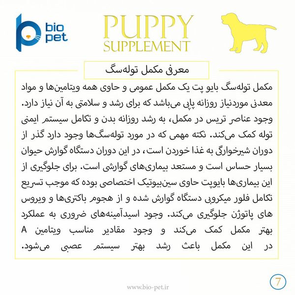 مکمل توله سگ بایو پت مدل Puppy وزن 400 گرم