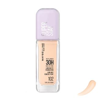 کرم پودر مایع مات میبلین SPF0 مدل Super Stay 30H Lumi-Matte شماره 102 مناسب برای انواع پوست حجم 30 میلی لیتر