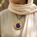 گردنبند چوبی با نگین لاجورد کد 01