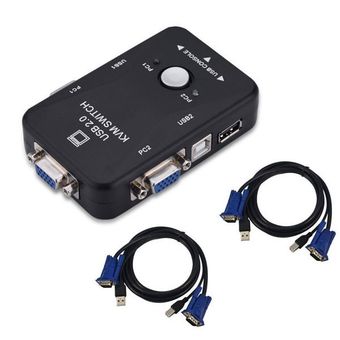 سوییچ KVM دو پورت USB به همراه دو کابل KVM