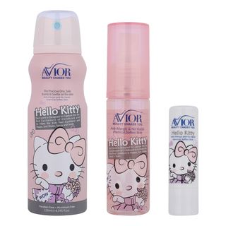 اسپری بدن کودک اویور مدل hello kitty حجم 130 میلی‌لیتر با رایحه گرم مناسب زمستان به همراه بادی اسپلش اویور مدل hello kitty حجم 6