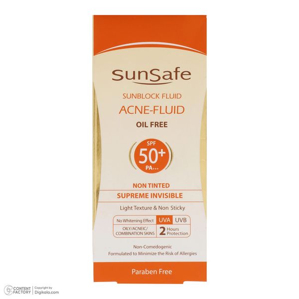 کرم ضدآفتاب بیرنگ سانسیف SPF50 مدل ACNE-FLUID مناسب پوست مختلط، حجم 50 میلیلیتر