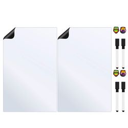 تخته وایت‌برد یخچالی هوم اند فریج مدل TWIN H&F سایز 28x18 سانتی‌متر به همراه ماژیک و مگنت مجموعه 10 عددی