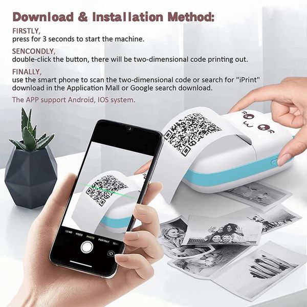 مینی پرینتر حرارتی مدل خرگوشی Eschen مدل ‎Portable Printer| MINI PRINTER