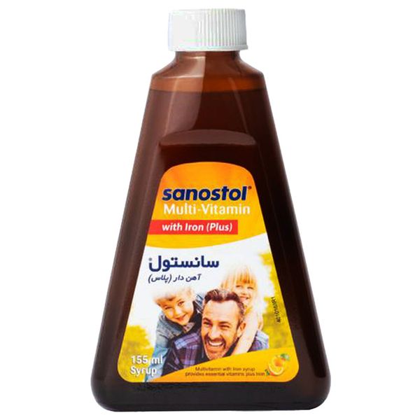 شربت مولتی ویتامین پلاس آهن سانستول - 155 میلی لیتر