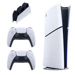 کنسول بازی سونی مدل PlayStation 5 Slim Digital Edition ظرفیت 825 گیگابایت ریجن CFI-2116 اروپا به همراه دسته اضافی و پایه شارژر